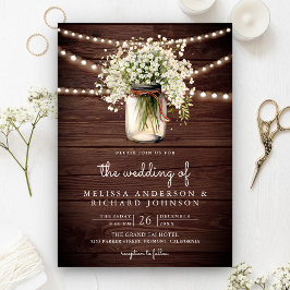 Rustic Baby's Breath Murkelburk Allt-i-ett Bröllop Inbjudningar