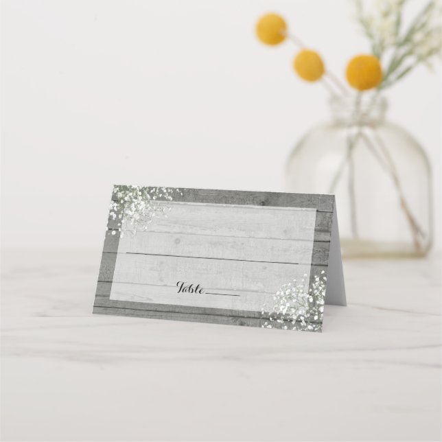 RUSTIC BABYS BREATH PLACE CARD PLACERINGSKORT (Framsida)