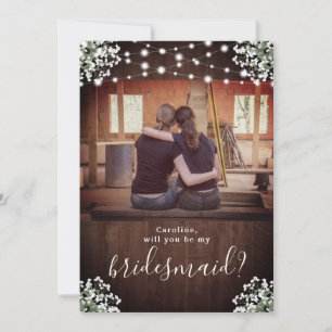 Rustic Babys Ljus, var mitt Bridesmaid-kort Inbjudningar