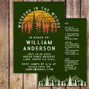Rustic Bachelor Party Helg Camping Mountains Inbjudningar