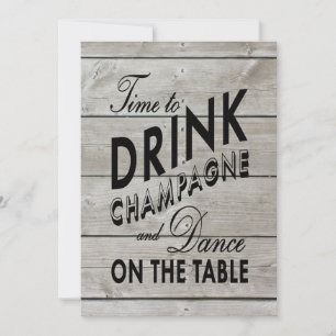 Rustic Bachelorette Dags att dricka champagne Inbjudningar