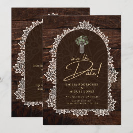 Rustic Backyard Woodland Wood Snöre SPARA DATA Inbjudningar