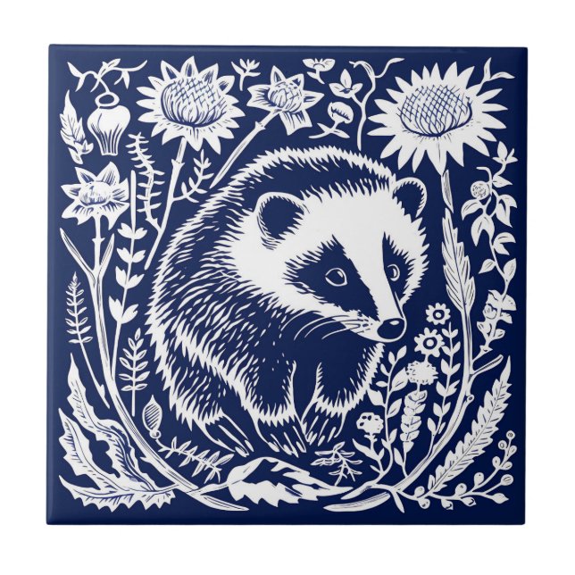 Rustic Badger Ceramic Kakelplatta (Framsidan)