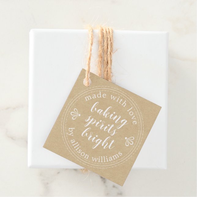 Rustic Baking Spirits Bright Helgdag Kraft Papper Gåvor Etiketter (På plats)