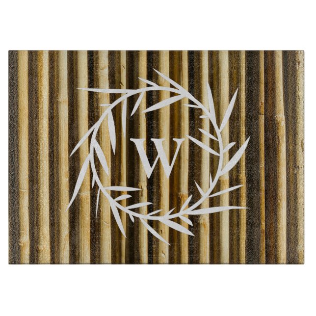 Rustic Bamboo Monogram Lodrät Linjer Mönster (Framsidan)