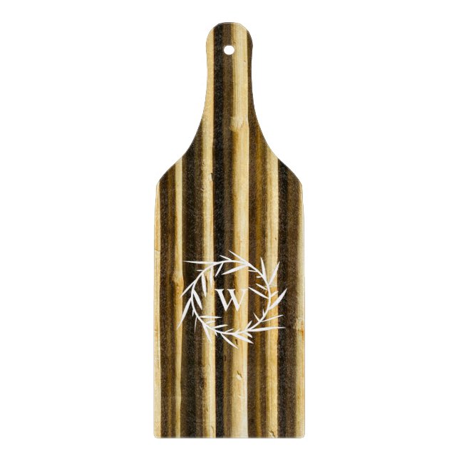 Rustic Bamboo Monogram Lodrät Linjer Mönster (Framsidan)