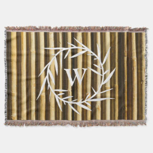Rustic Bamboo Monogram Lodrät Linjer Mönster Filt