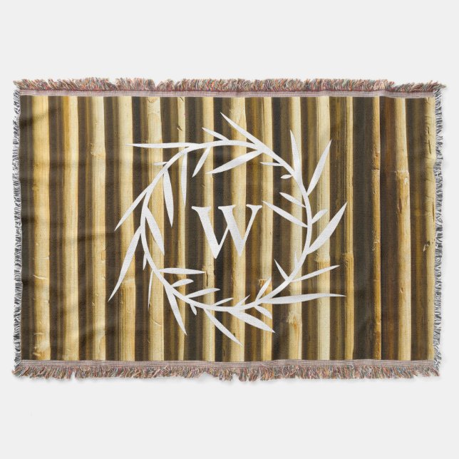 Rustic Bamboo Monogram Lodrät Linjer Mönster Filt (Framsidan)