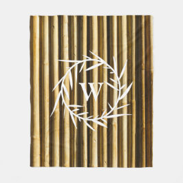 Rustic Bamboo Monogram Lodrät Linjer Mönster Fleecefilt
