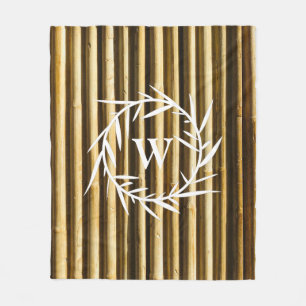 Rustic Bamboo Monogram Lodrät Linjer Mönster Fleecefilt