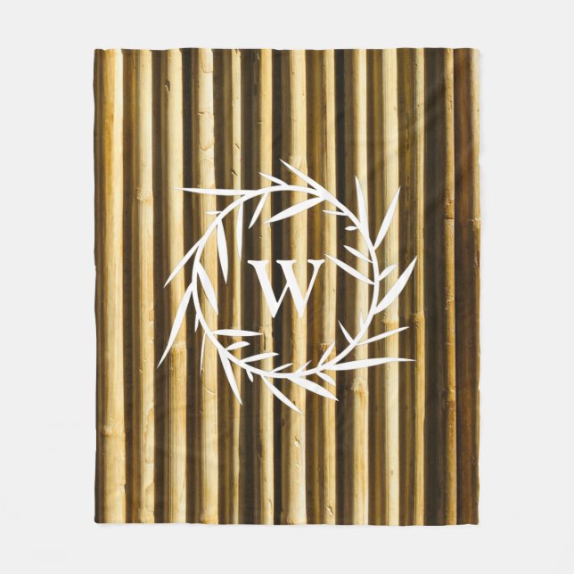 Rustic Bamboo Monogram Lodrät Linjer Mönster Fleecefilt (Framsidan)