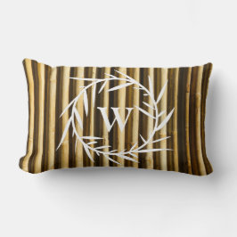 Rustic Bamboo Monogram Lodrät Linjer Mönster Lumbarkudde