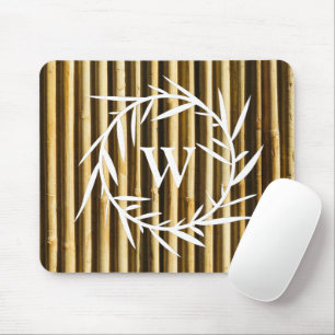 Rustic Bamboo Monogram Lodrät Linjer Mönster Musmatta