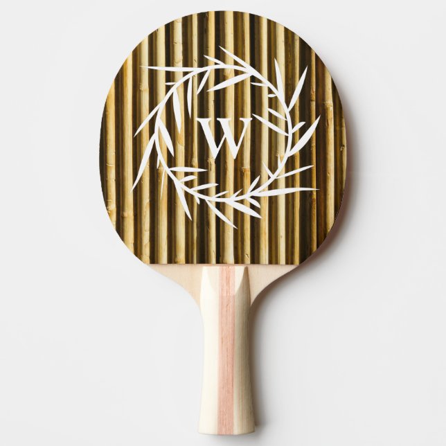 Rustic Bamboo Monogram Lodrät Linjer Mönster Pingisracket (Framsidan)