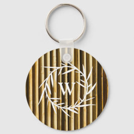 Rustic Bamboo Monogram Lodrät Linjer Nyckelring
