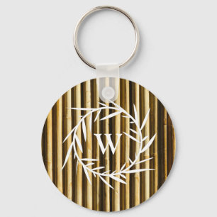 Rustic Bamboo Monogram Lodrät Linjer Nyckelring