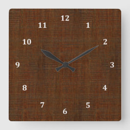 Rustic Bamboo Wood Grain Struktur look Fyrkantig Klocka