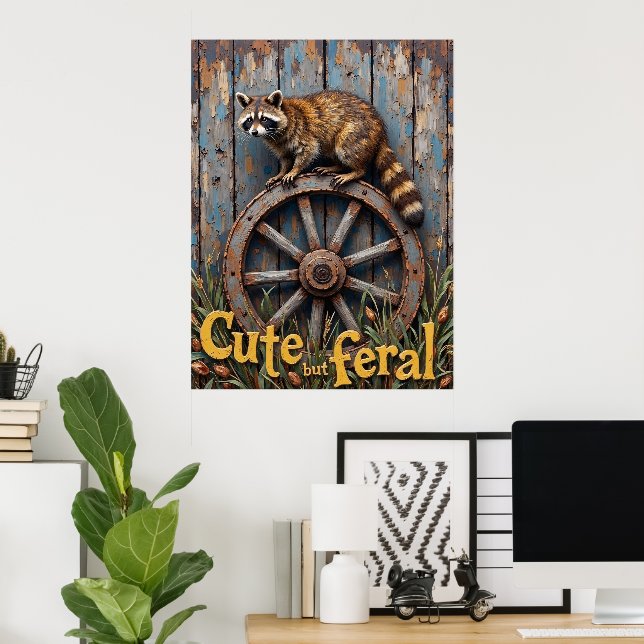 Rustic Bandit: Raccoon on on Wheel Poster (Hemmakontoret)