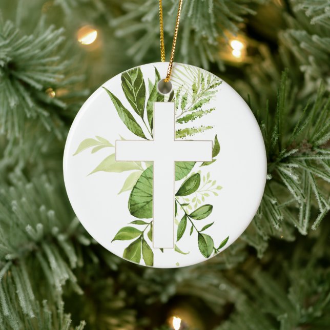 Rustic Baptism Greenery Kor Ceramic Ornament (Träd)