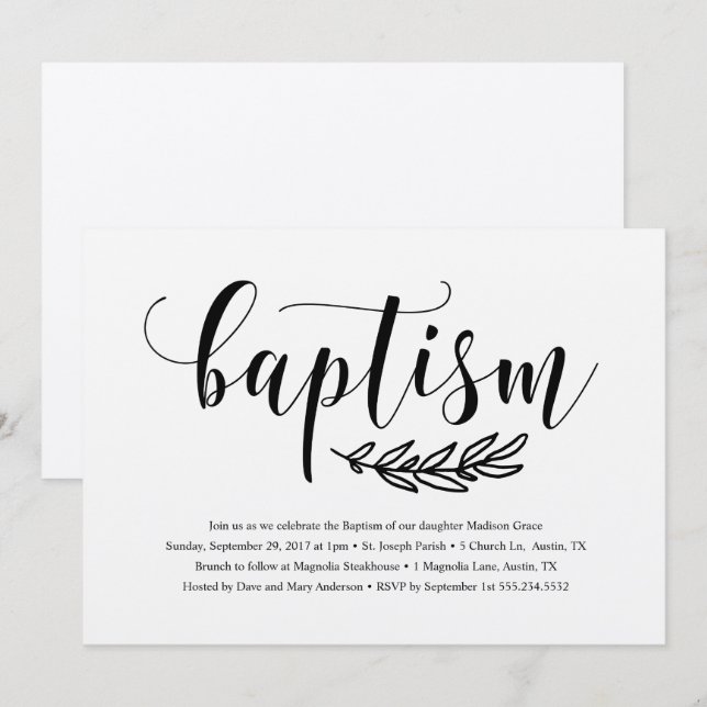 Rustic Baptism-inbjudan Inbjudningar (Fram/baksida)