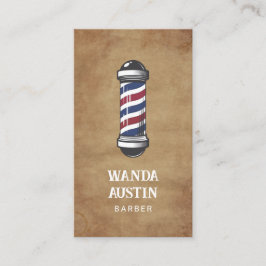 Rustic Barber Pole Barbershop Visitkort