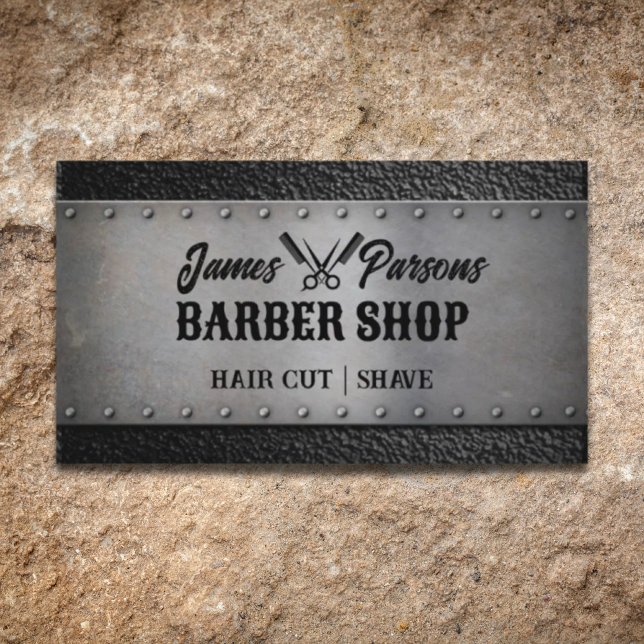 Rustic Barbershop Hair Stylist Barber Shop Visitkort (Rustic Barbershop Hair Stylist Barber Shop Business Card)