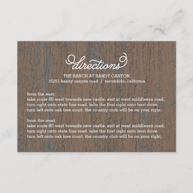 Rustic Bark Directions Card Tilläggskort (Framsida)
