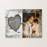 Rustic Bark Wood Heart Eucalyptus Greenery Pussel<br><div class="desc">Rustic Bark Wood Heart Eucalyptus Greenery Newlyged Photo Puzzle</div>