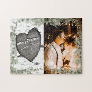 Rustic Bark Wood Heart Eucalyptus Greenery Pussel