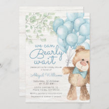 Rustic Barly Wait Blue Bear Boy Shower