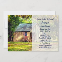 Rustic Barn American Flagga Family Reunion Inbjuda Inbjudningar