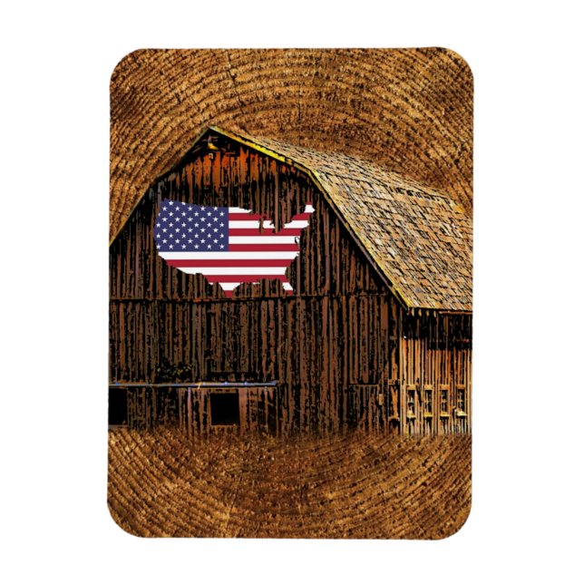 Rustic Barn American Flagga Magnet (Vertikal)