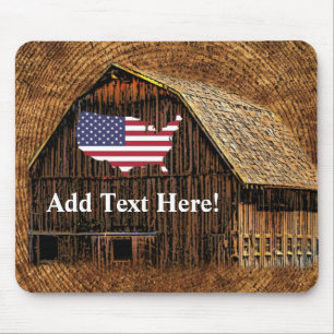 Rustic Barn American Flagga Mouse Pad Musmatta