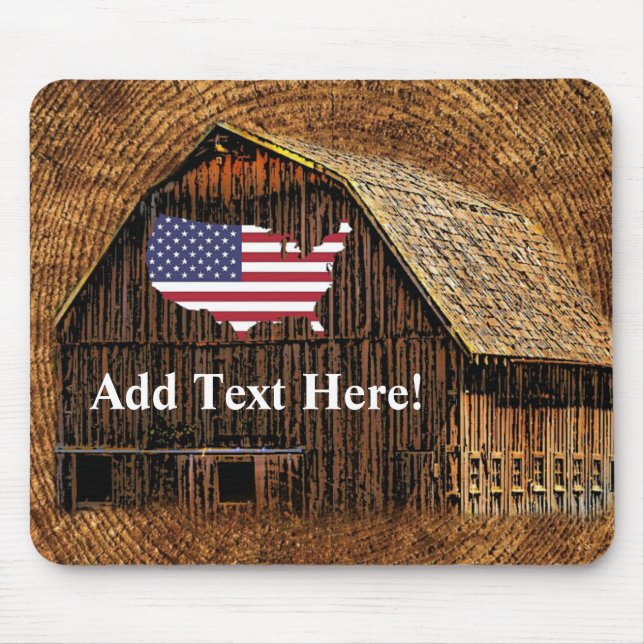 Rustic Barn American Flagga Mouse Pad Musmatta (Framsidan)
