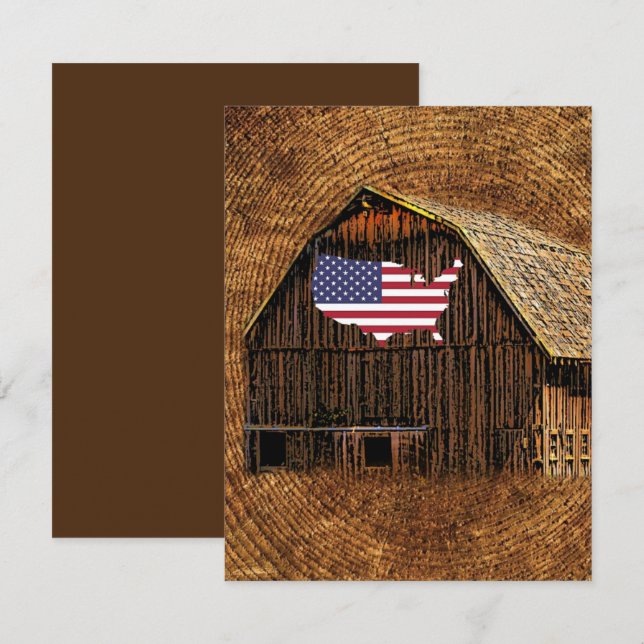Rustic Barn American Flagga OSA Kort (Fram/baksida)