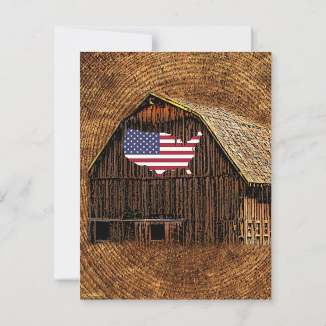 Rustic Barn American Flagga OSA Kort (Framsida)