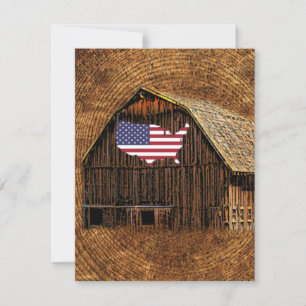 Rustic Barn American Flagga OSA Kort