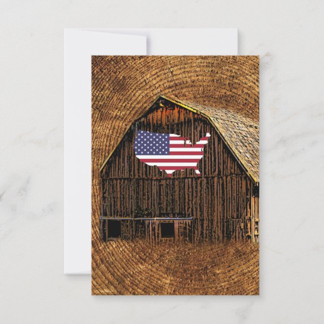 Rustic Barn American Flagga Spara Datumet (Framsida)