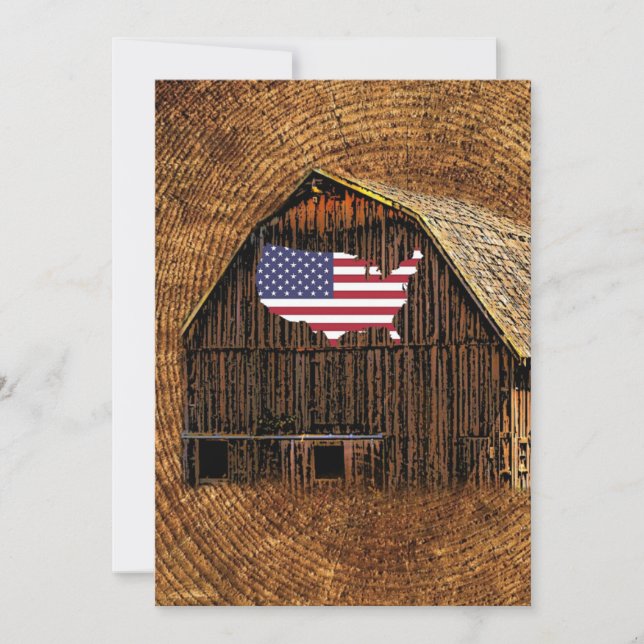 Rustic Barn American Flagga Spara Datumet (Framsida)