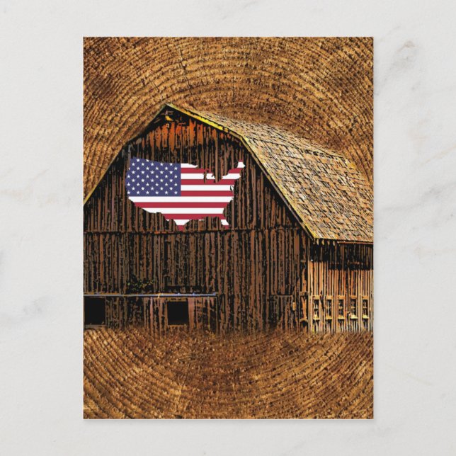 Rustic Barn American Flagga Vykort (Framsida)