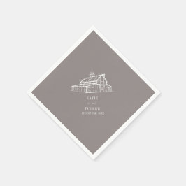 Rustic Barn Amethyst Grått Farm Fall Wedding Pappersservett