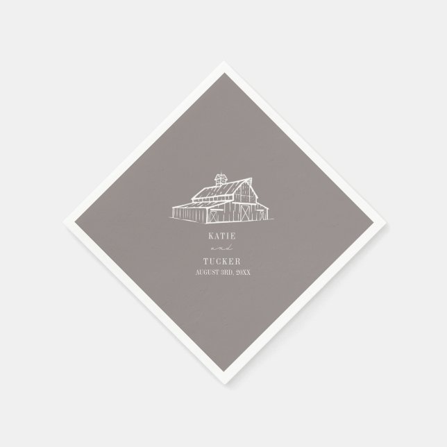 Rustic Barn Amethyst Grått Farm Fall Wedding Pappersservett (Hörn)