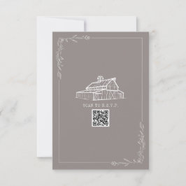 Rustic Barn Amethyst Grått QR Code Bröllop OSA