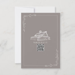 Rustic Barn Amethyst Grått QR Code Bröllop OSA Kort