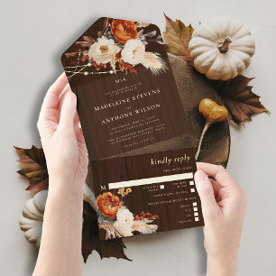 Rustic Barn-Blommigten Botanical Fall Boho Bröllop