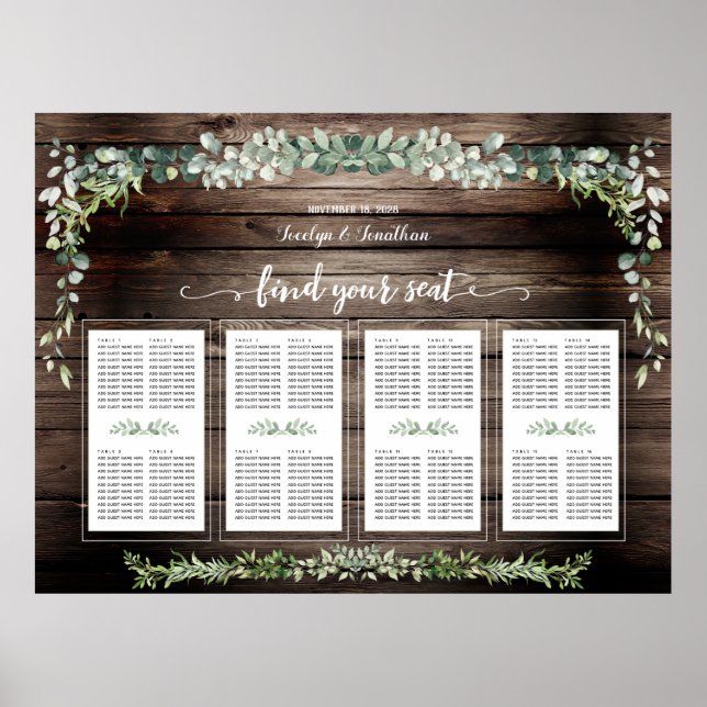 Rustic Barn Board Greenery 160 gästsittande Poster (Framsidan)