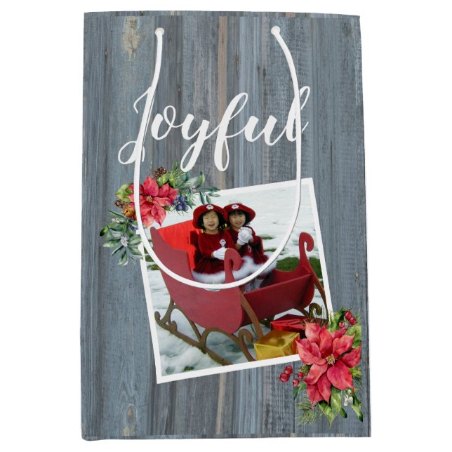 Rustic Barn Board och Poinsettia ~ Family Photo (Framsidan)