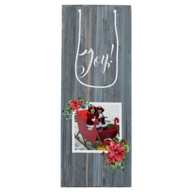 Rustic Barn Board och Poinsettias ~ Family Photo (Framsidan)