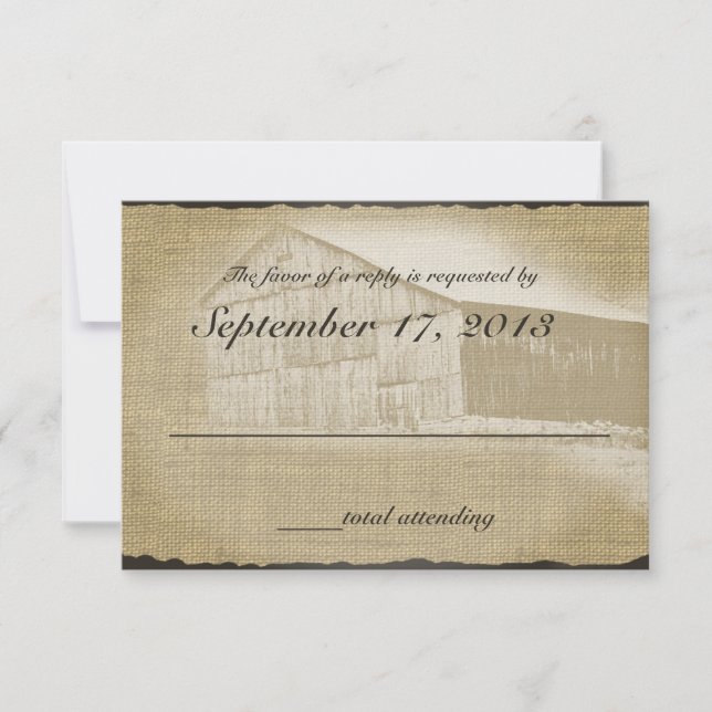 Rustic Barn Bröllop Response OSA Kort (Framsida)