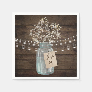 Rustic Barn Bröllop Wood Mason Burk Babys andedräk Pappersservett